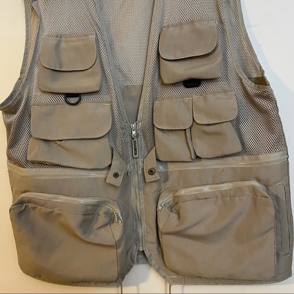HUMVEE Combat Vest Pockets Safari Fishing Hunting Khaki Tan Men's Size Large - Picture 8 of 8